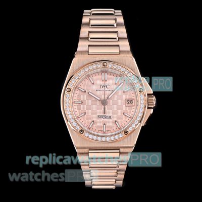 IWS Swiss Replica IWC Schaffhausen Ingenieur Rose Gold Diamond Ladies Watch 35mm 